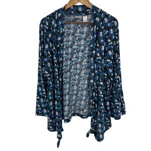 Chicos Blue & Black Abstract Print Open Front Cardigan Size 3 US XL